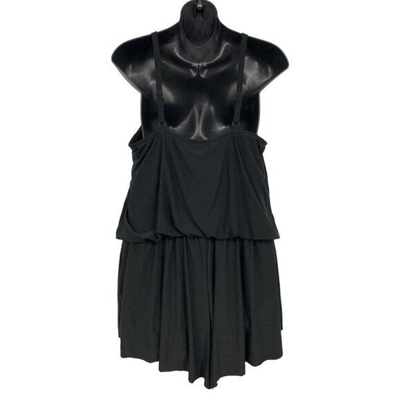 Aqua Green One Piece Swimsuit Short Romper UPF50 High Neck Black Plus 24W 24 - Picture 4 of 7